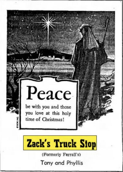 Zacks Truck Stop (Ferrals) - Dec 23 1971 Ad